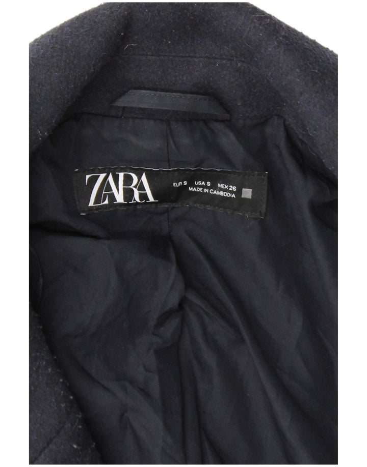 Cappotto doppiopetto da uomo Zara UK 36 piccolo poliestere blu navy