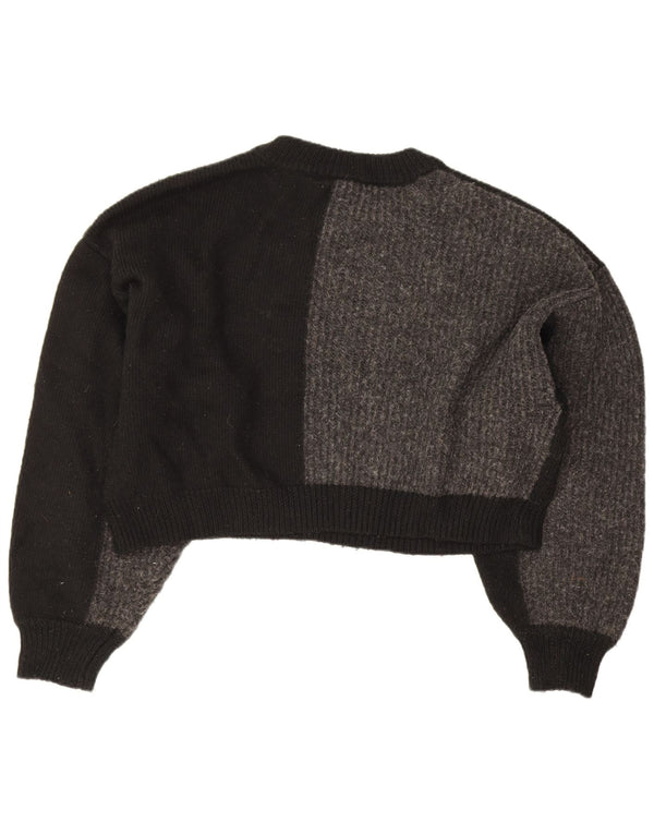 Maglione maglione girocollo corto da donna Topshop UK 10 piccolo blocco colore nero
