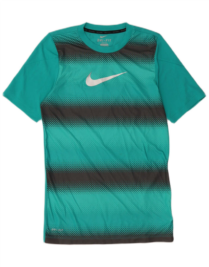 T-shirt grafica Nike Dri Fit da uomo, piccola, in poliestere color block blu