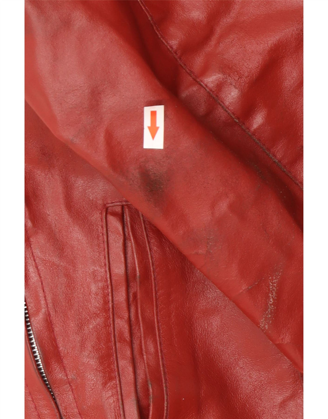 Giacca in pelle vintage da donna UK 14 media rossa