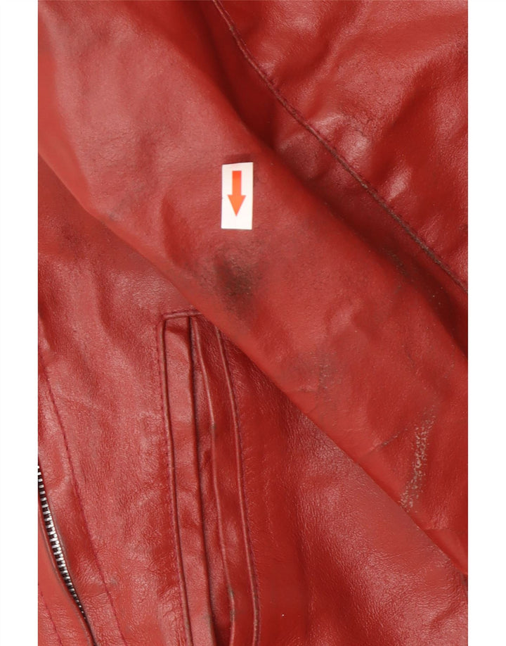 Giacca in pelle vintage da donna UK 14 media rossa