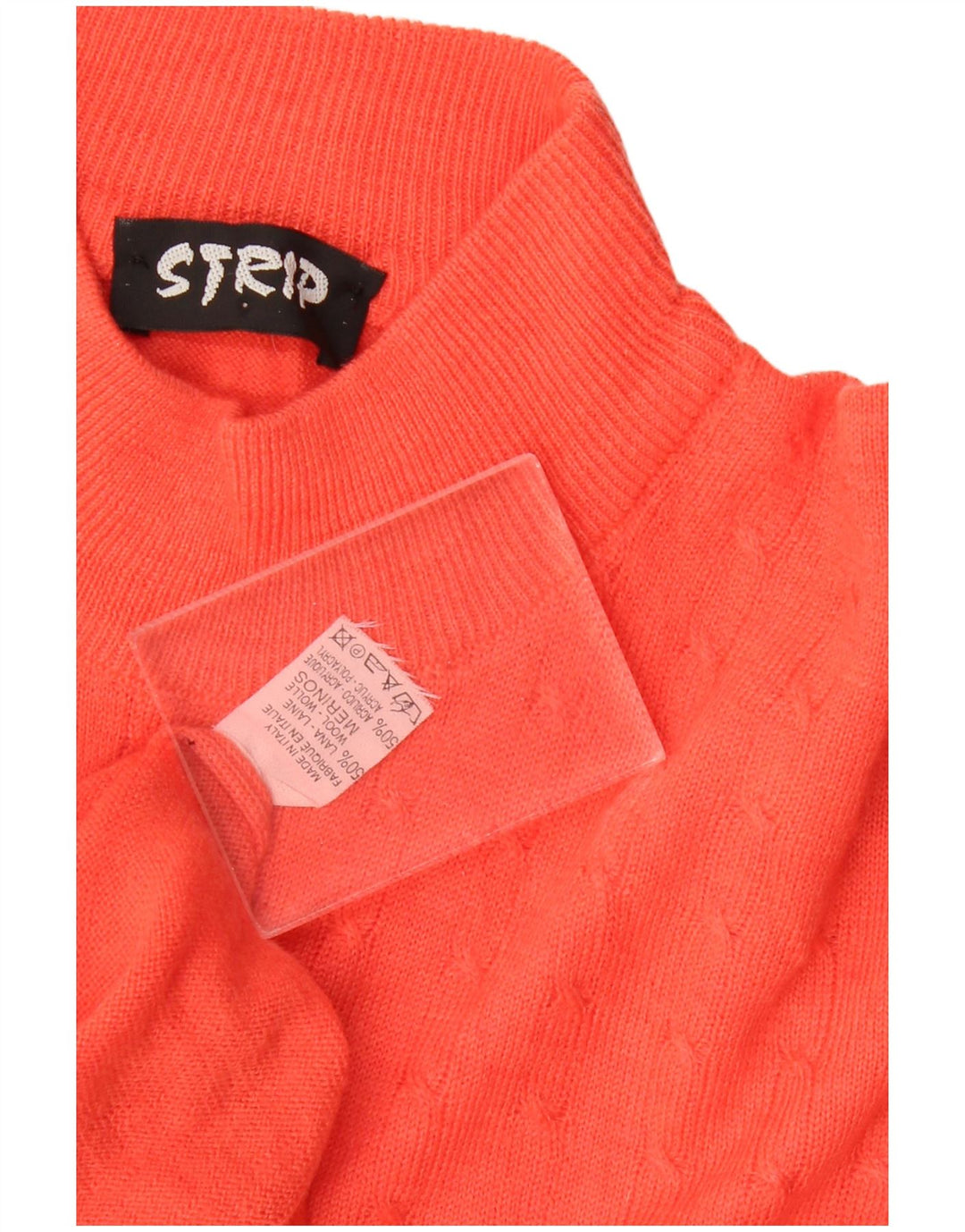 Maglione maglione vintage da donna con collo dolcevita UK 16 grande lana arancione