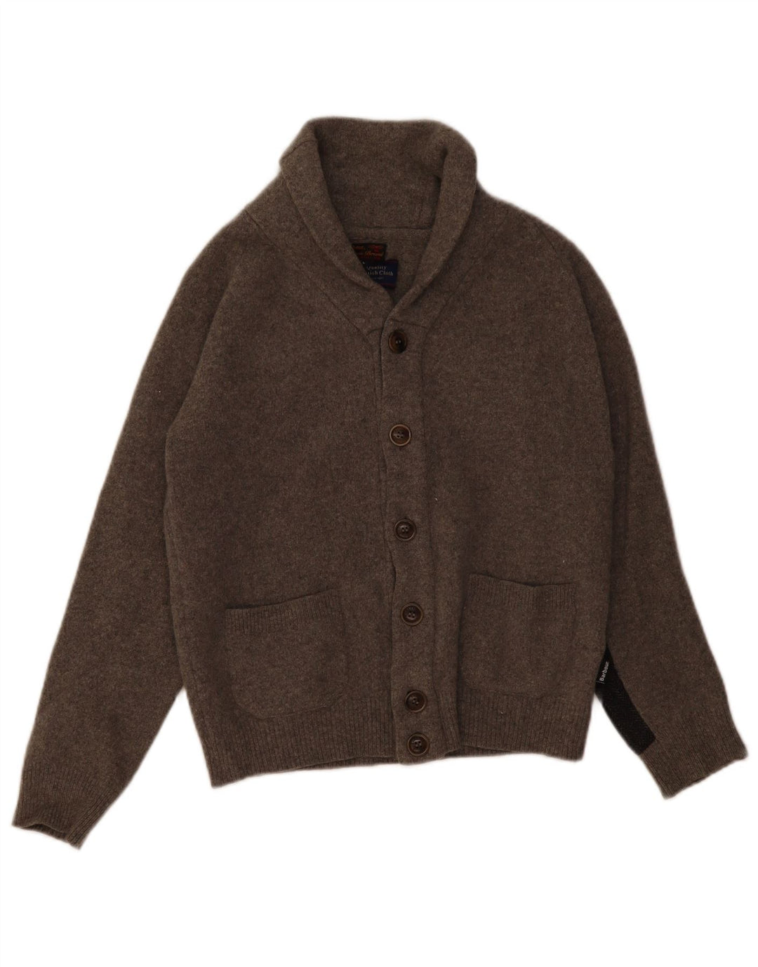 Maglione cardigan per ragazzi BARBOUR 11-12 anni grande in lana color block grigio