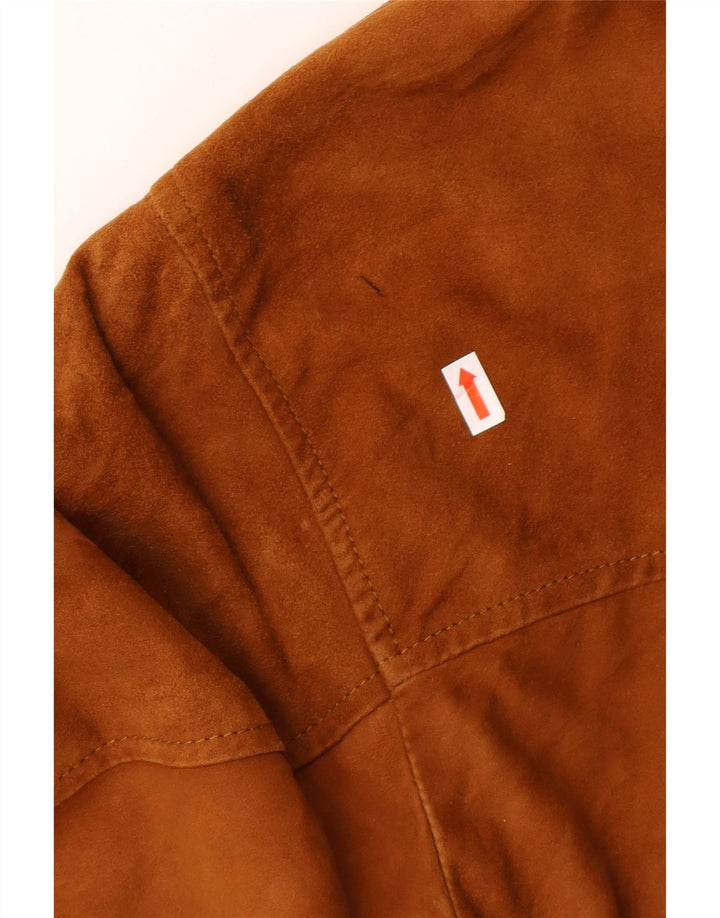 ZARRO Mens Suede Bomber Jacket UK 42 XL Brown Leather