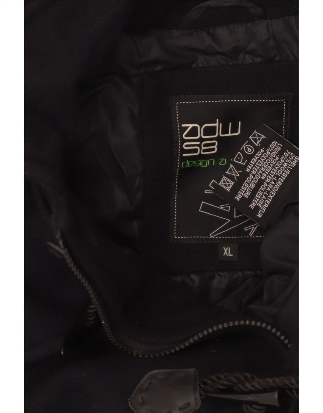 Montgomery con cappuccio da donna VINTAGE UK 18 XL Lana blu navy