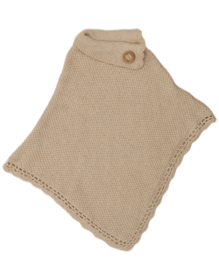 Maglione poncho a collo alto da donna VINTAGE taglia unica in lana bianca