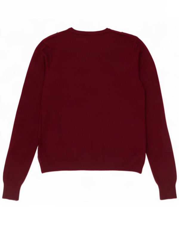 Marks & Spencer maglione cardigan da donna UK 14 grande in viscosa bordeaux