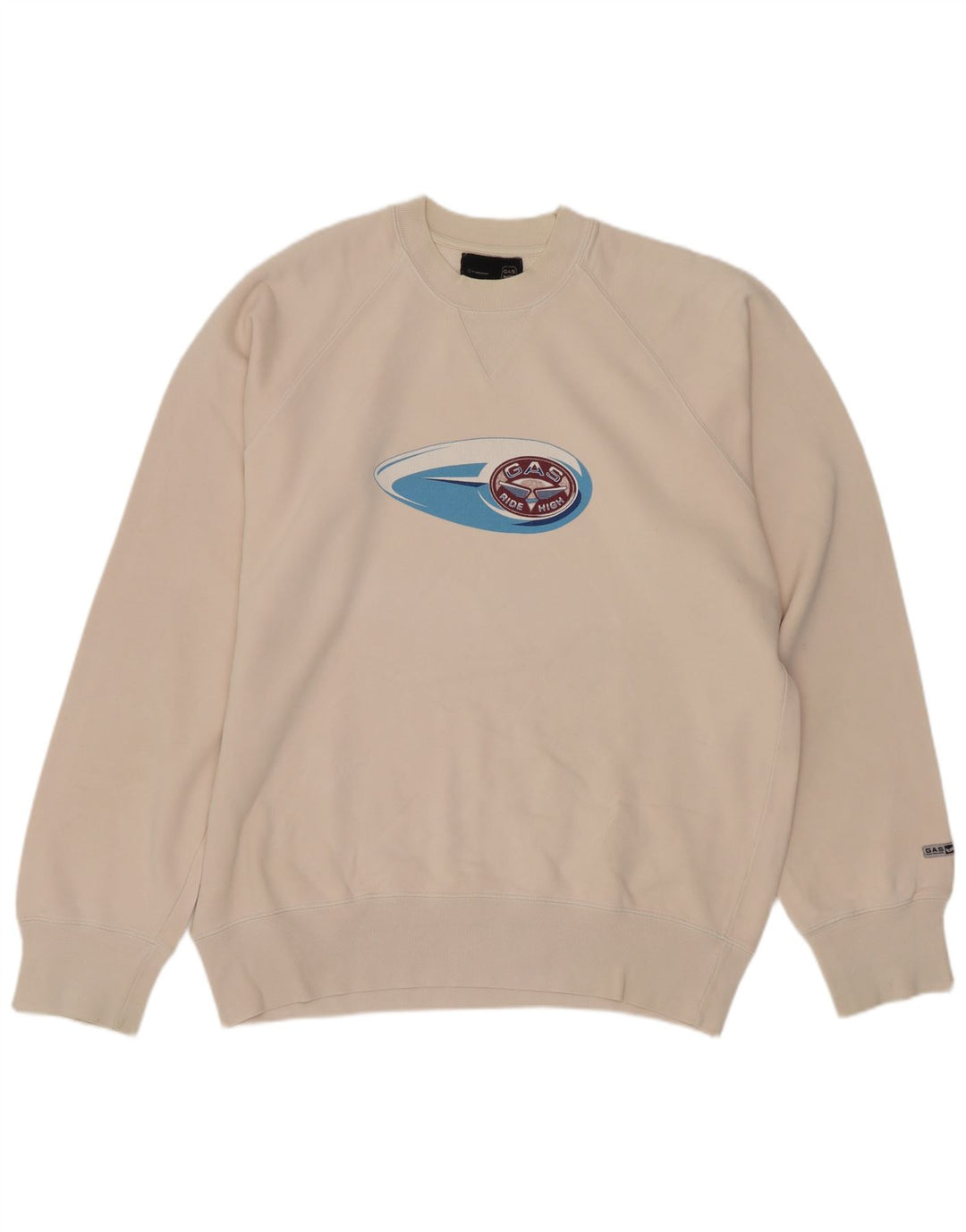 Felpa grafica da uomo Gas, maglione, cotone bianco sporco medio