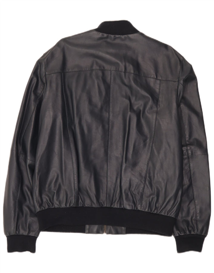 Giubbotto Bomber in Pelle Uomo Conbipel IT 56 2XL Blu Navy