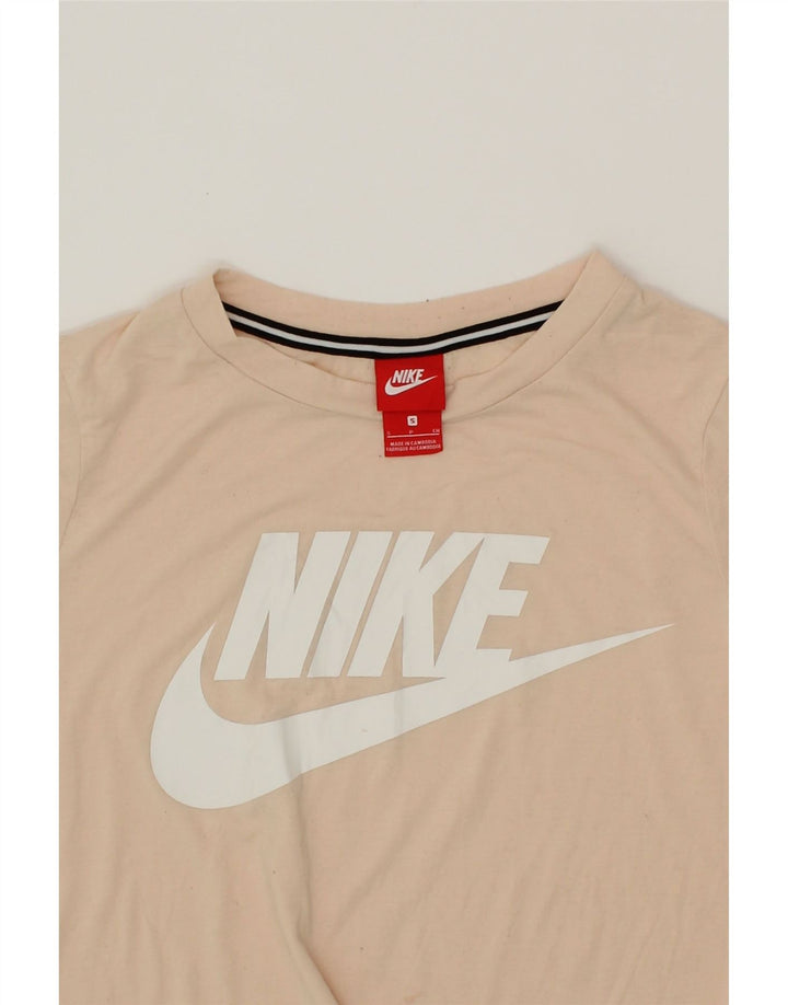 NIKE Womens Graphic T-Shirt Top UK 10 Small Beige Polyester Vintage Nike and Second-Hand Nike from Messina Hembry 