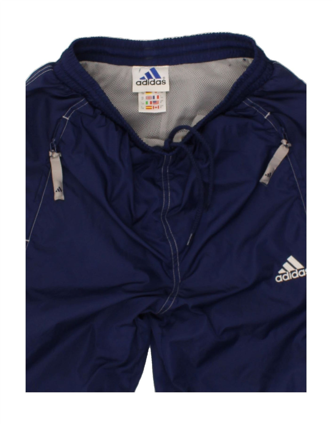 ADIDAS Boys Tracksuit Trousers 11-12 Years Navy Blue Polyamide Vintage Adidas and Second-Hand Adidas from Messina Hembry 