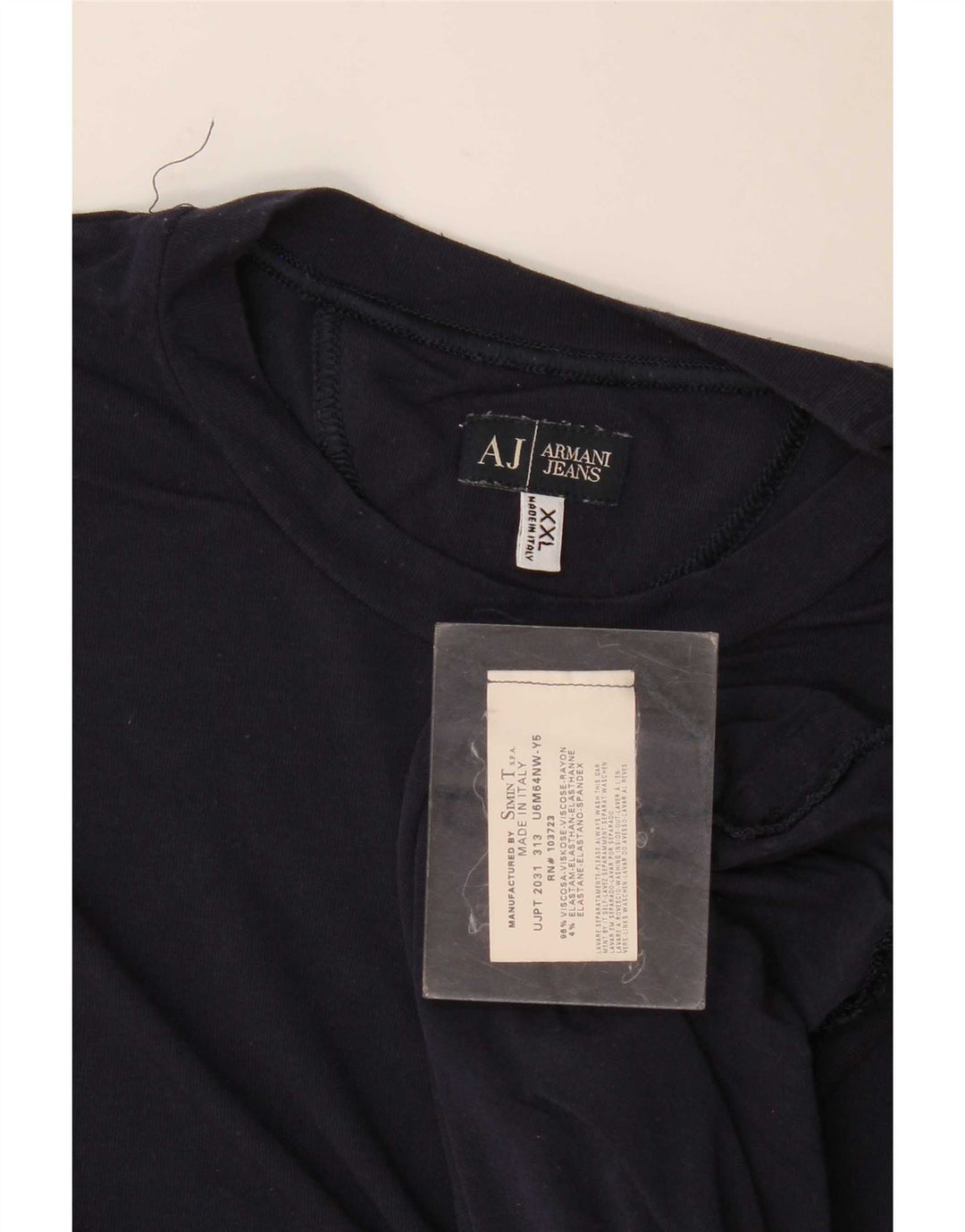 T-shirt da uomo Armani Jeans Top 2XL in viscosa blu navy
