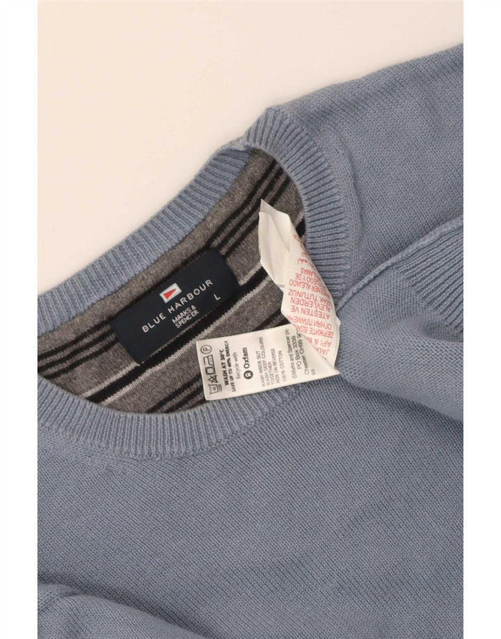 Marks & Spencer maglione da uomo girocollo blu Harbour di grandi dimensioni in cotone