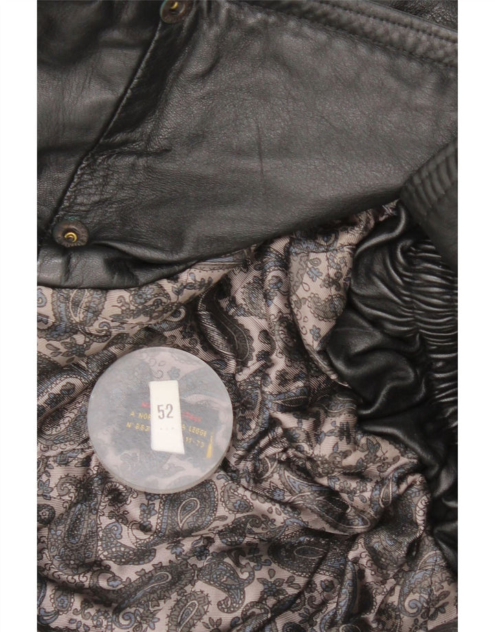 Giacca in pelle doppiopetto vintage da uomo IT 52 XL in pelle nera