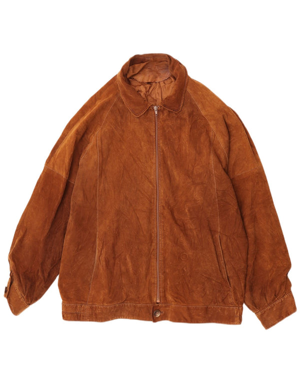 Giacca vintage in pelle scamosciata da uomo IT 54 2XL in pelle marrone