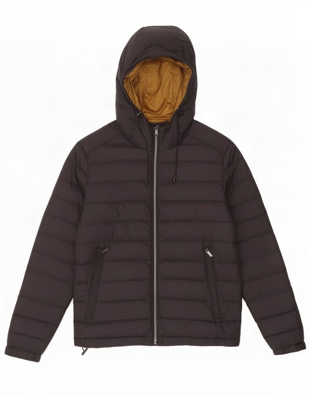 Giacca imbottita con cappuccio da uomo Zara UK 38 nylon nero medio