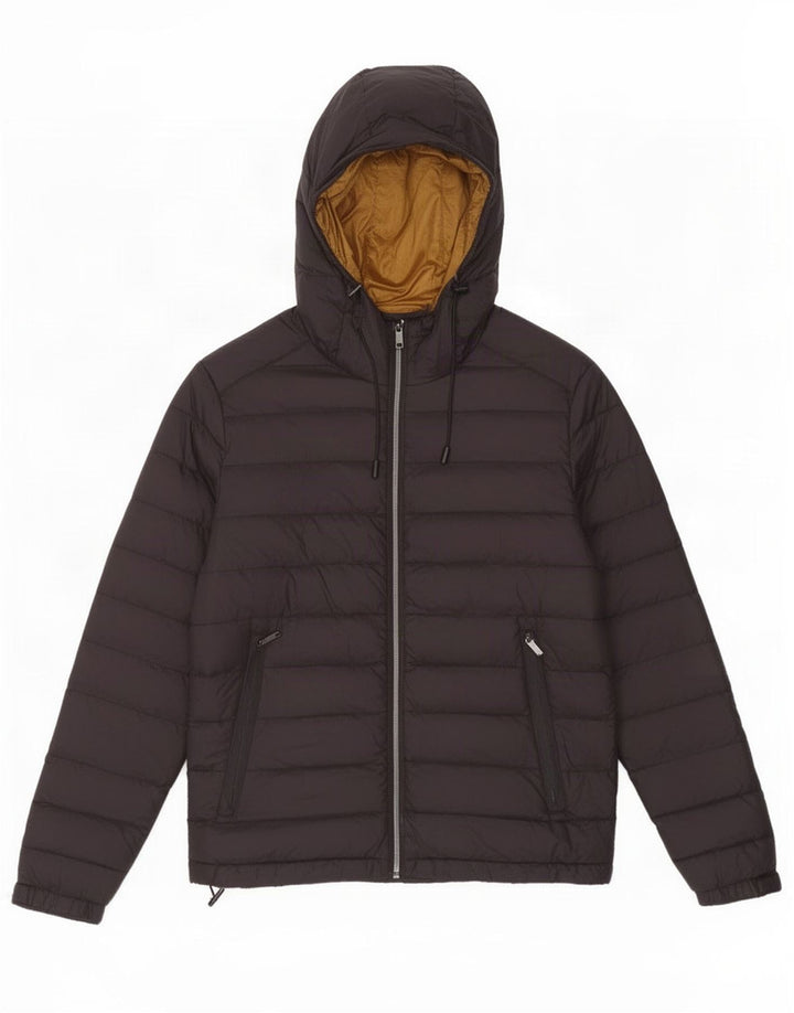Giacca imbottita con cappuccio da uomo Zara UK 38 nylon nero medio