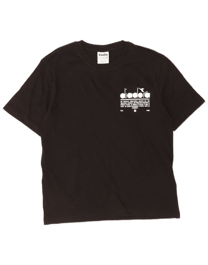 T-shirt grafica da uomo Diadora Top Small in cotone nero