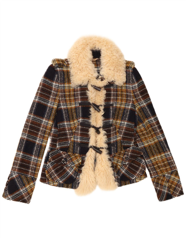 Giacca blazer da donna a 4 bottoni Drykorn UK 8 piccoli quadri multicolori