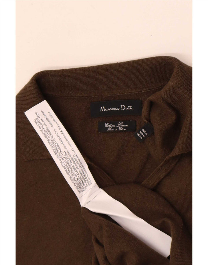 Polo da uomo Massimo Dutti in cotone kaki medio