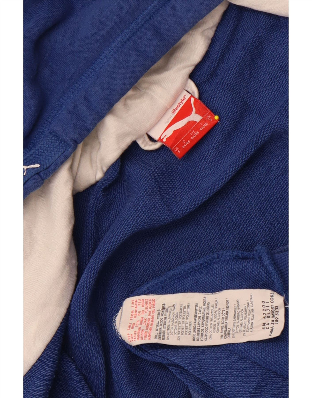 Felpa con cappuccio e zip grafica da uomo Puma piccola in cotone blu