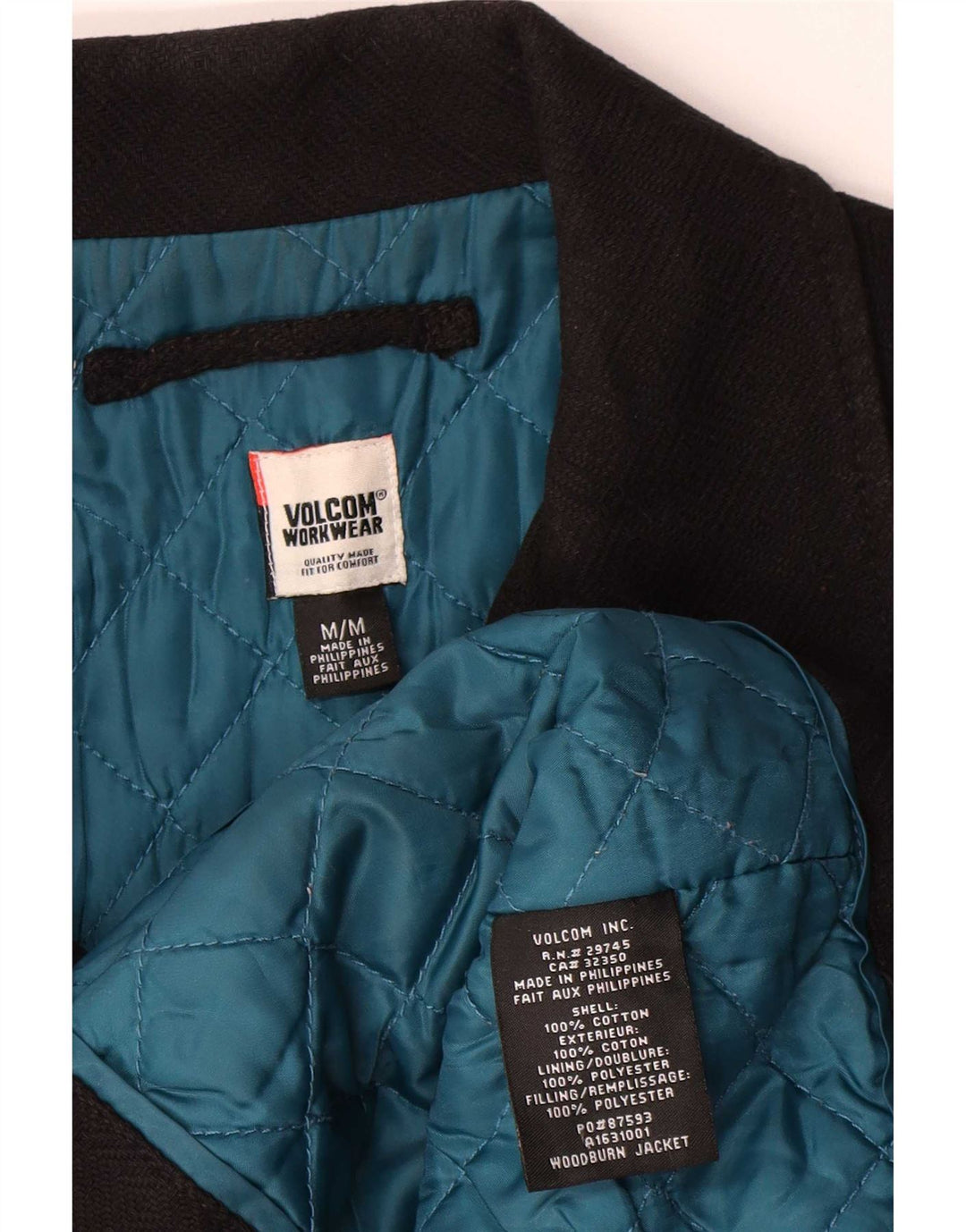 Cappotto da marinaio da uomo Volcom UK 38 cotone nero medio