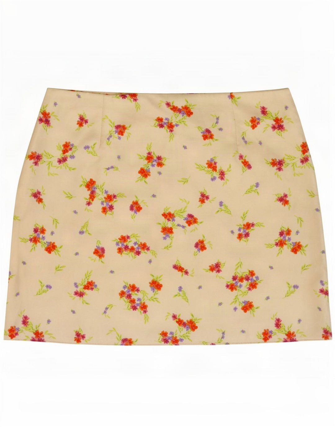 Minigonna da donna Zara media W28 poliestere floreale bianco