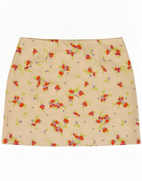 Minigonna da donna Zara media W28 poliestere floreale bianco