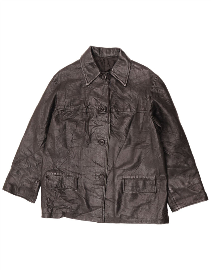 Giacca in pelle da donna vintage IT 44 media in pelle nera