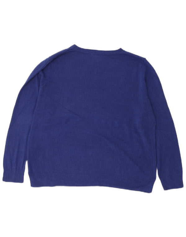 Maglione maglione con scollo a barca da donna Marks & Spencer UK 20 2XL acrilico blu