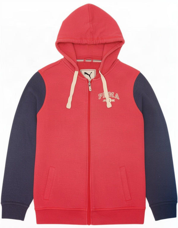 Felpa con cappuccio e zip grafica da donna Puma UK 12 Medium Red Colourblock