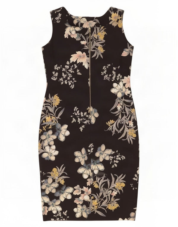 Abito tubino senza maniche Marks & Spencer da donna UK 12 medio nero floreale