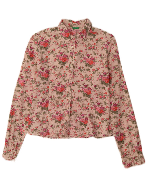 Camicia Benetton Bambina 11-12 Anni XL Cotone Floreale Rosa