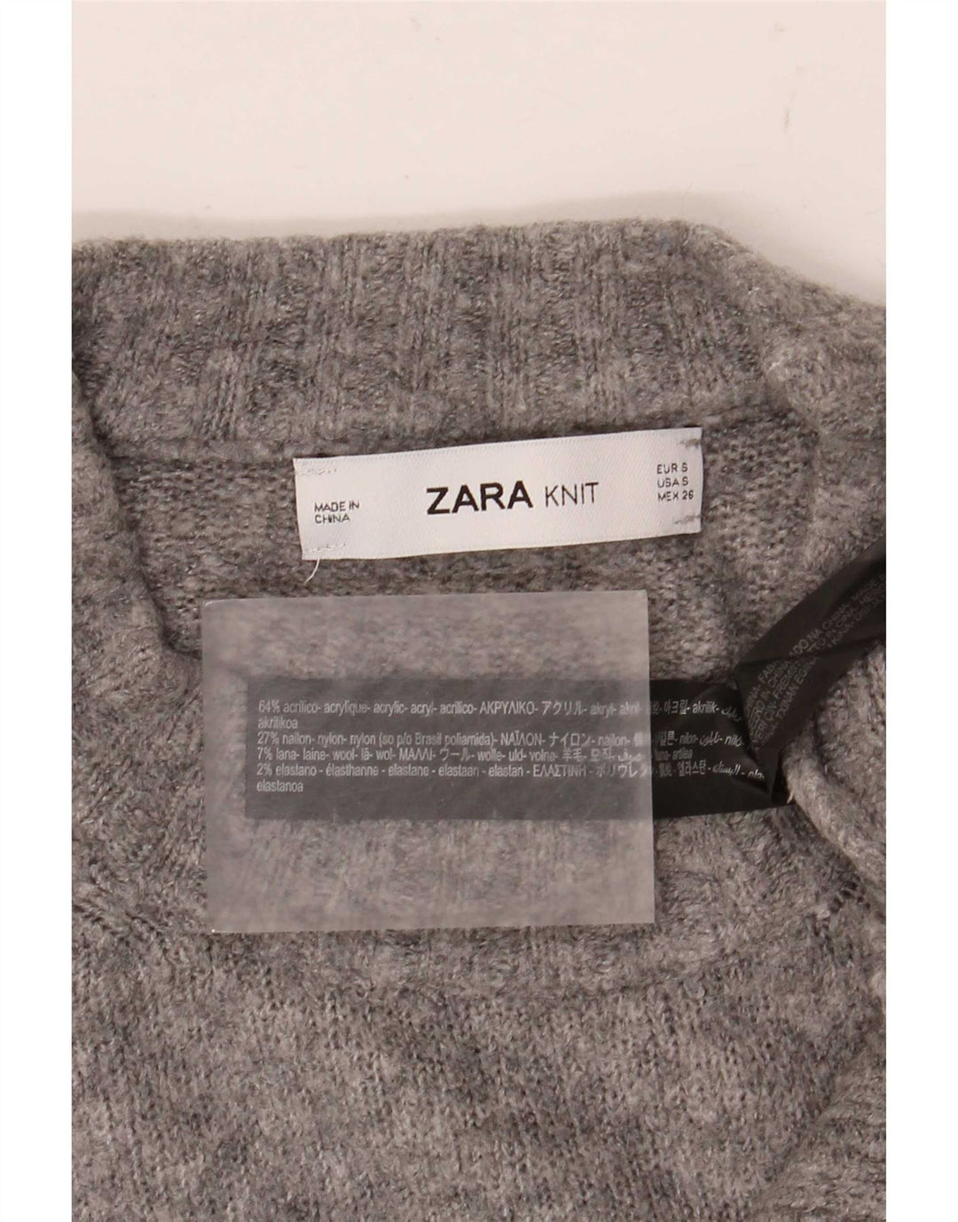 Maglione girocollo oversize da donna Zara UK 10 piccolo grigio screziato