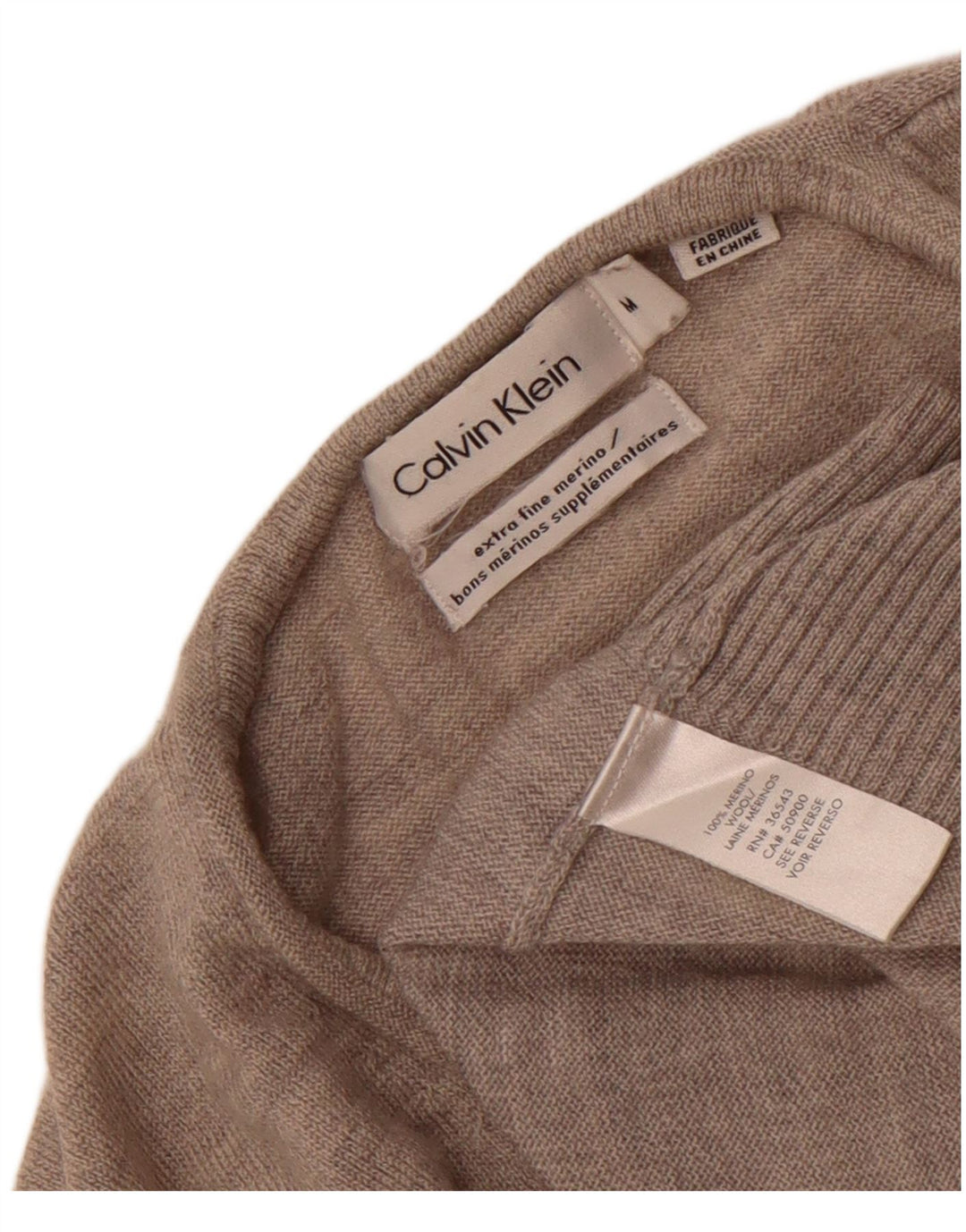 Maglione maglione con scollo a V da uomo Calvin Klein grigio medio in lana merino