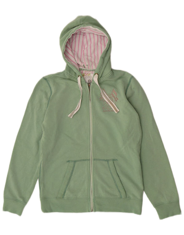 Joules Maglione con cappuccio e zip da donna vestibilità classica UK 8 piccolo cotone verde