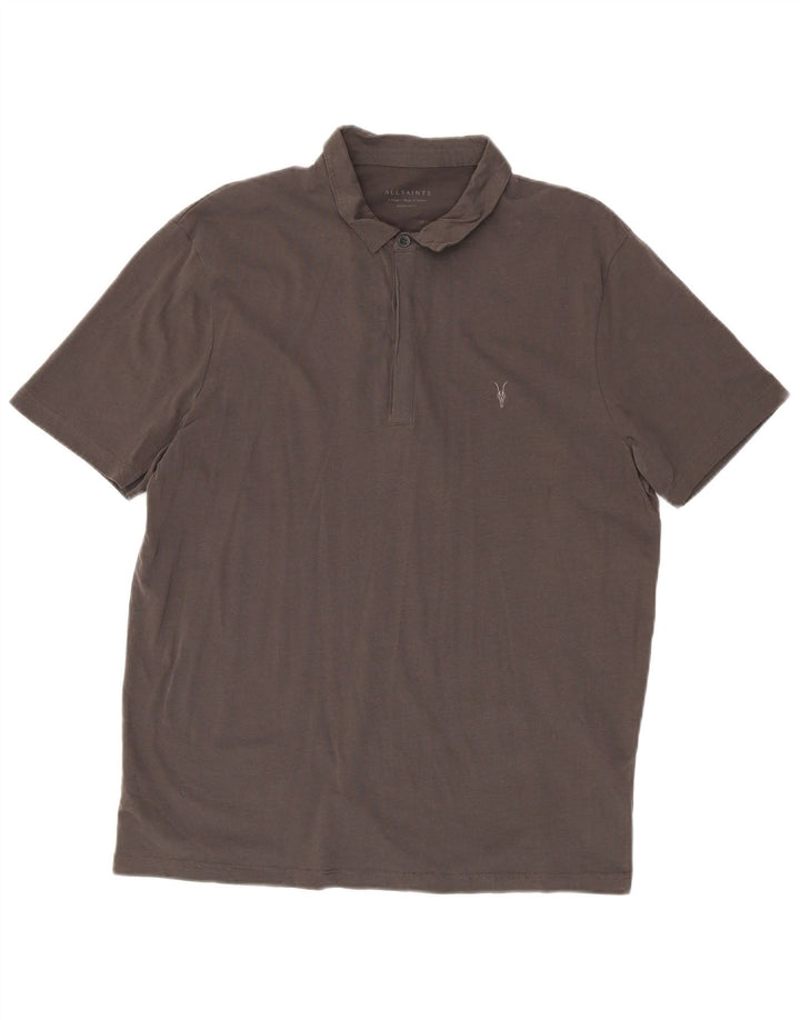 Polo da uomo vestibilità regolare All Saints XL in cotone grigio