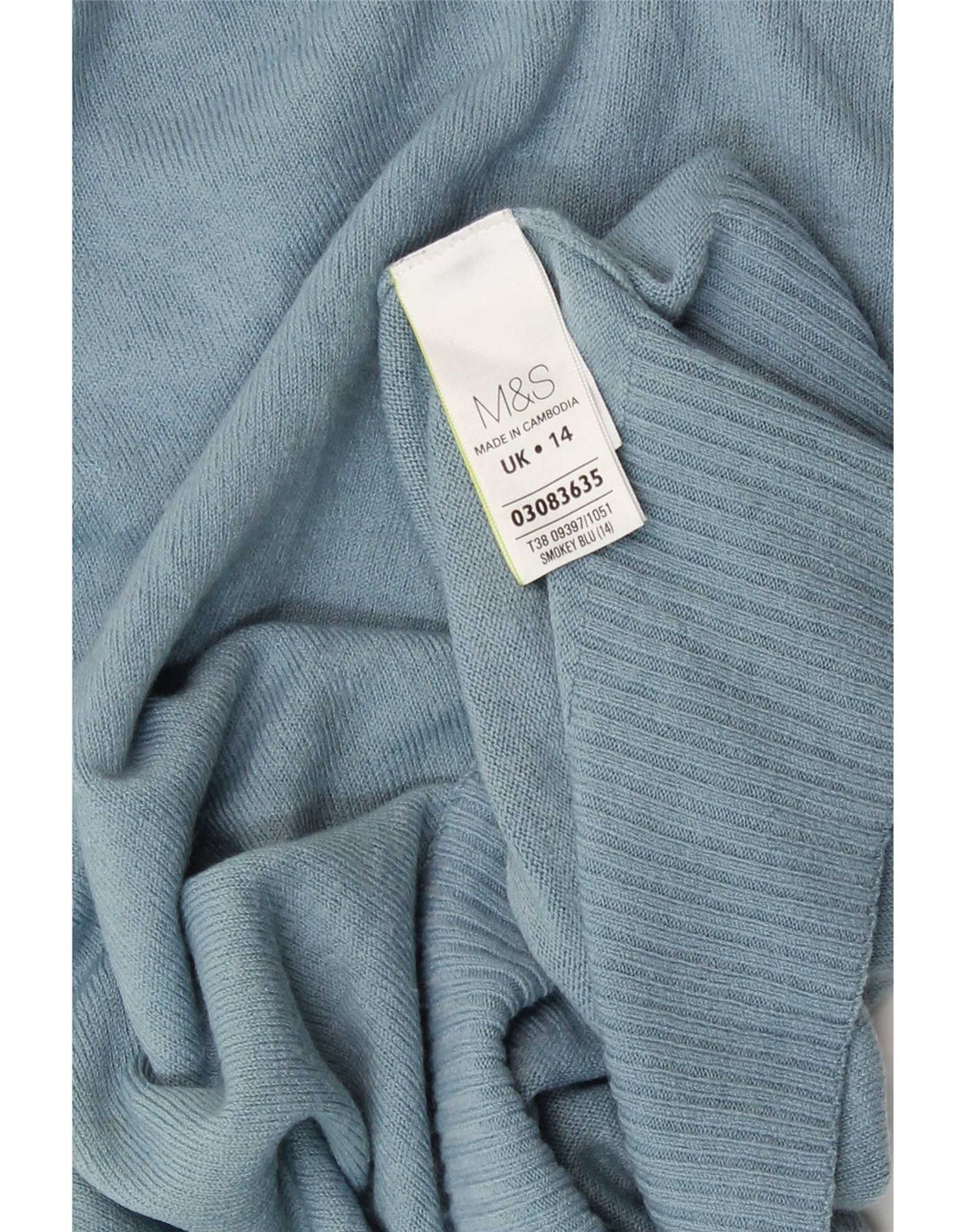 Maglione maglione con scollo a barca da donna Marks & Spencer UK 14 Acrilico blu medio