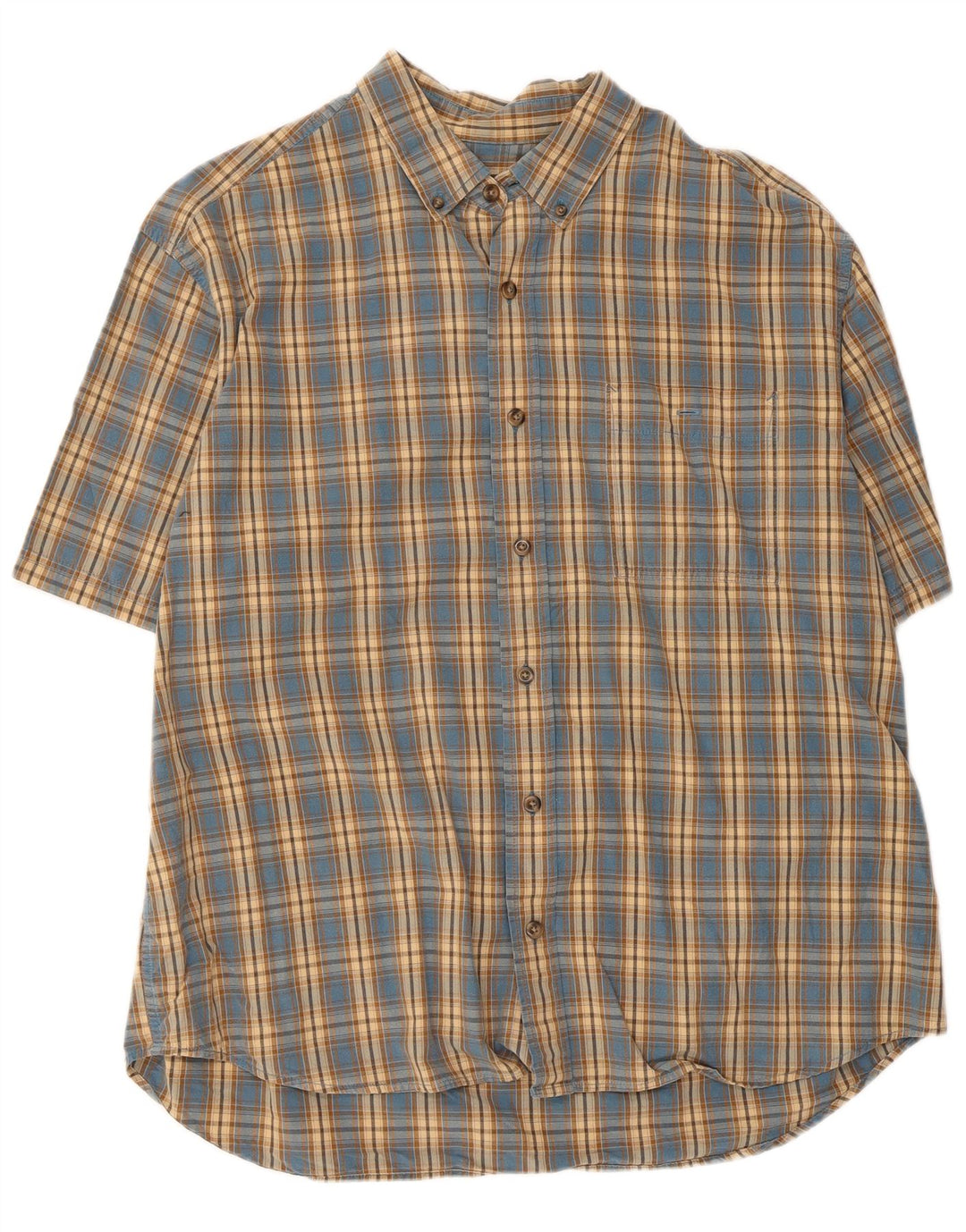 EDDIE BAUER Camicia a maniche corte da uomo XL in cotone a quadri blu