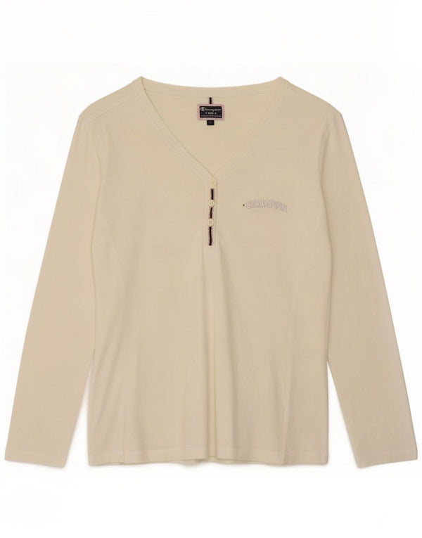 Top da donna a maniche lunghe Champion UK 16 grande cotone bianco sporco