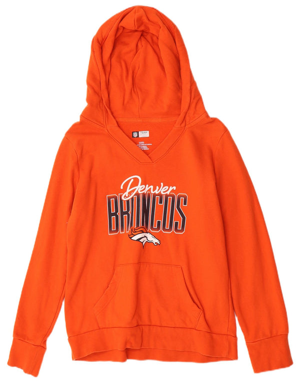 Maglia con cappuccio grafica da donna NFL Denver Broncos UK 14 cotone arancione medio