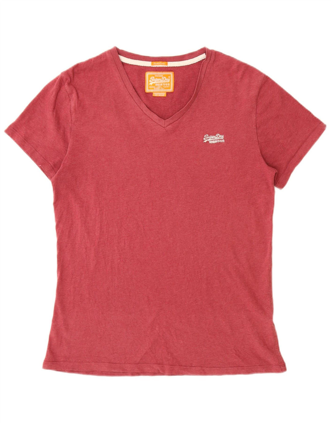T-shirt da donna SUPERDRY UK 14 cotone bordeaux medio
