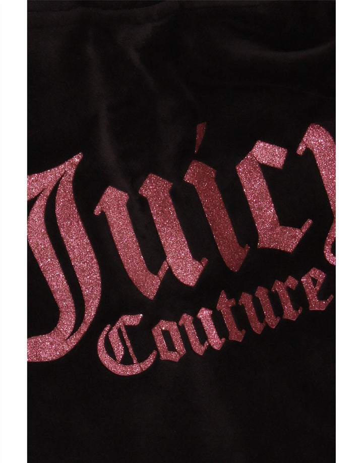 JUICY COUTURE Felpa con cappuccio con zip grafica per ragazze 9-10 anni Nera