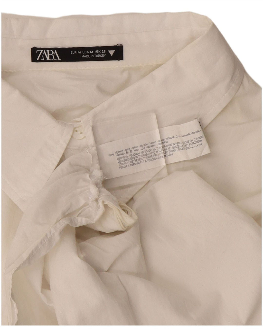 Camicetta corta da donna Zara UK 16 cotone bianco medio