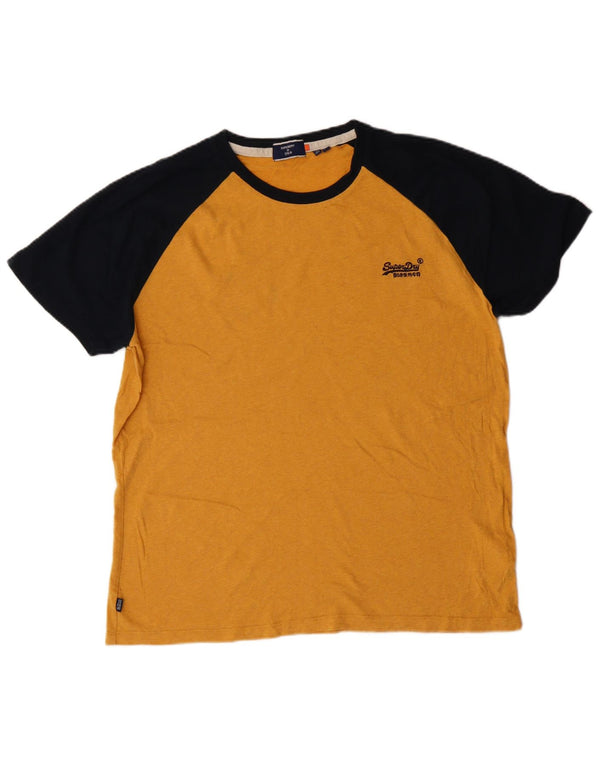 T-shirt da uomo Superdry Top 2XL in cotone color block giallo