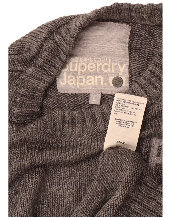Maglione maglione girocollo con grafica da uomo Superdry, grande acrilico grigio