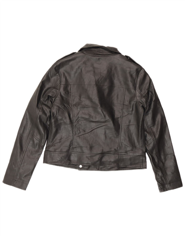 Giacca da motociclista in ecopelle Marks & Spencer da donna UK 10 piccola nera