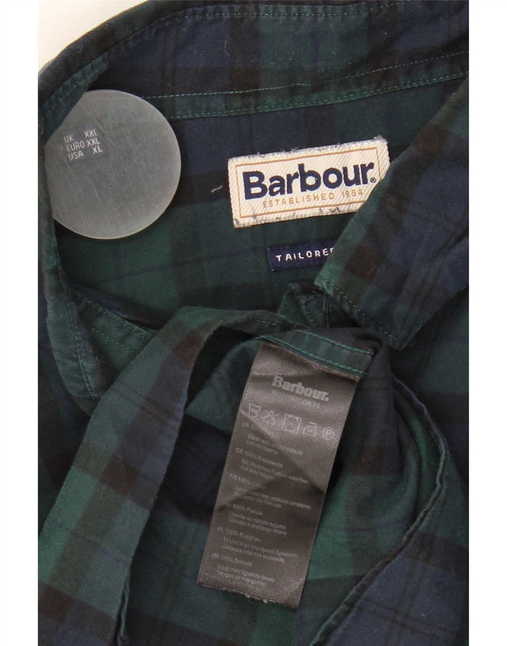 Barbour Uomo Camicia in flanella su misura 2XL Cotone a quadri verde