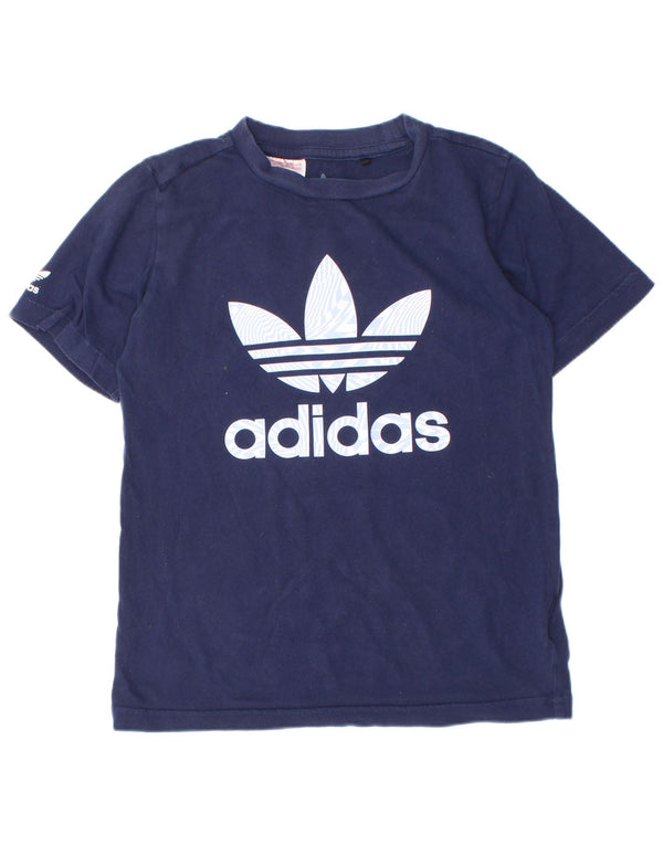 T-shirt grafica da ragazzo Adidas Top 7-8 anni in cotone blu navy