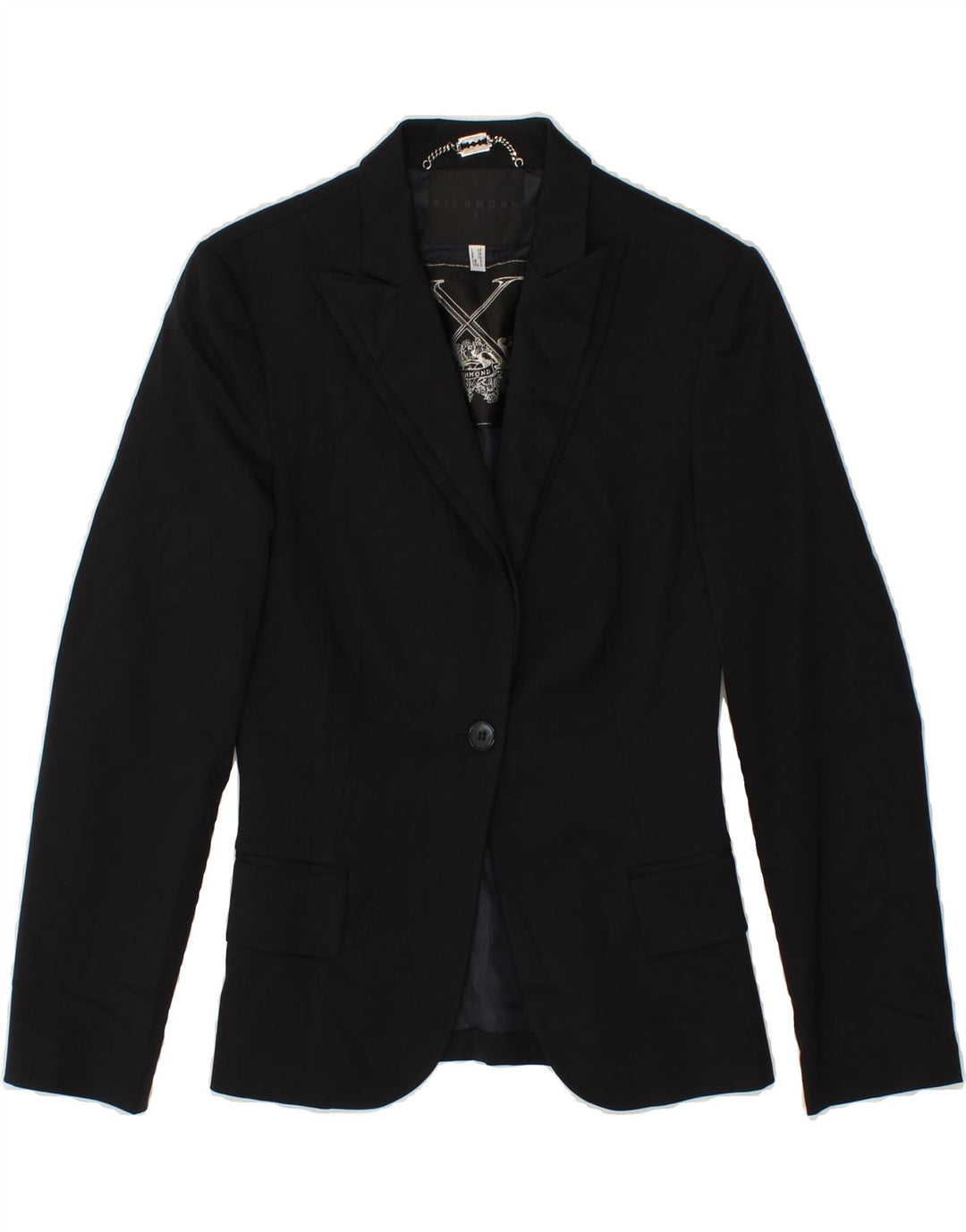RICHMOND Womens 1 Button Blazer Jacket UK 8 Small Black Vintage Richmond and Second-Hand Richmond from Messina Hembry 